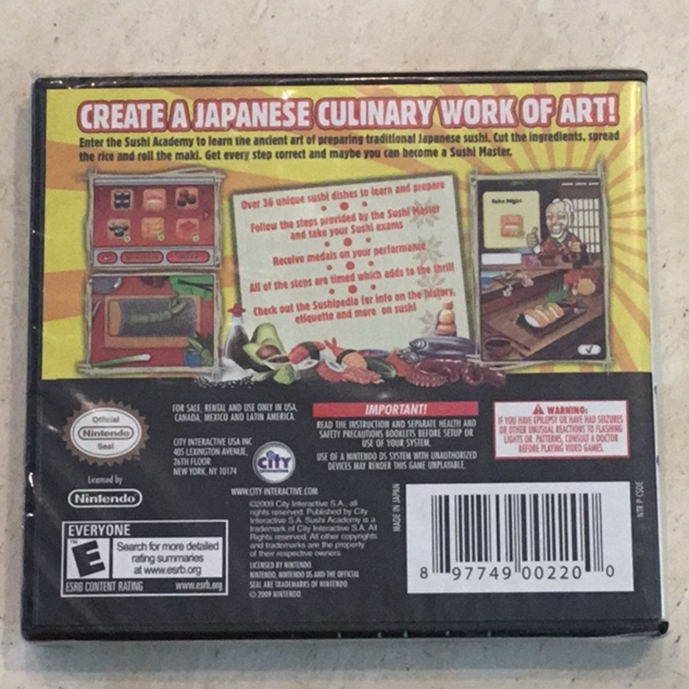 Sushi Academy Nintendo DS Game New Factory Sealed Cooking Japanese Food Cook - Picture 9 of 10